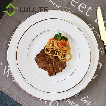 1pcs Gold Edge China Bone Dinner Plate Steak Fruit Cake Dessert Basic Round Plate White Dishes and Plates Home Kitchen Supplies
1pcs Gold Edge China Bone Dinner Plate Steak Fruit Cake Dessert Basic Round Plate White Dishes and Plates Home Kitchen Supplies