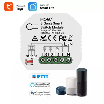 WiFi Smart Light Switch Module 3 Gang 1/2 Way Mini DIY Switch Remote Control By Tuya/Smart Life App Works With Alexa Google Home
WiFi Smart Light Switch Module 3 Gang 1/2 Way Mini DIY Switch Remote Control By Tuya/Smart Life App Works With Alexa Google Home