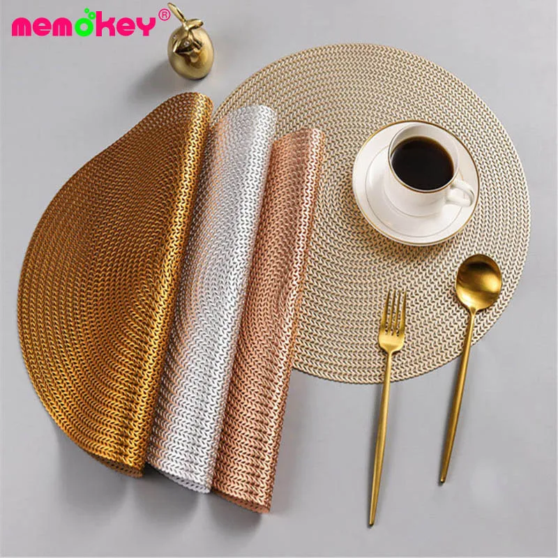 Pads Placemat For Dining Table Round Gold Silver Mats Table Wedding Decoration Kitchen Coffee Bar Coaster PVC Dinner Placemats G
Pads Placemat For Dining Table Round Gold Silver Mats Table Wedding Decoration Kitchen Coffee Bar Coaster PVC Dinner Placemats G