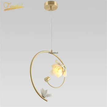 Post-modern Creative Copper Art LED Pendant Lamp Lighting Nordic Ceramic Flower Pendant Lights for Bedroom Restaurant LOFT Lamps 
Post-modern Creative Copper Art LED Pendant Lamp Lighting Nordic Ceramic Flower Pendant Lights for Bedroom Restaurant LOFT Lamps