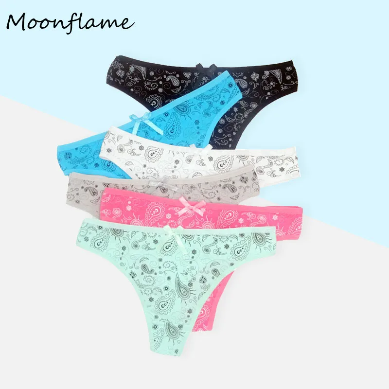 Moonflme 5 pcs/lots Women Underwear 6 Color Sexy G String Print Cotton Thong M L XL 87339
Moonflme 5 pcs/lots Women Underwear 6 Color Sexy G String Print Cotton Thong M L XL 87339