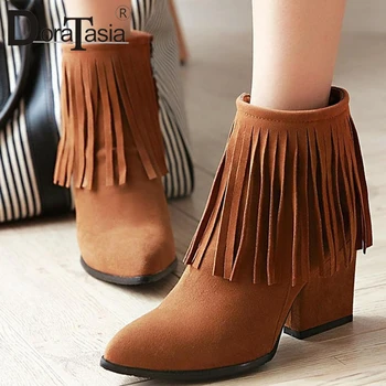 DORATASIA New Fashion Female Fringe Ankle Boots 2020 Autumn Concise Boots Women Flock Pointed Toe Square High Heels Shoes Woman
DORATASIA New Fashion Female Fringe Ankle Boots 2020 Autumn Concise Boots Women Flock Pointed Toe Square High Heels Shoes Woman