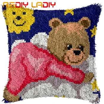 Latch Hook Cushion Pink Teddy Bear Pre-Printed Canvas Cushion Cover Acrylic Yarn Crocheted Pillow Case Hobby & Crafts Home Decor 
Latch Hook Cushion Pink Teddy Bear Pre-Printed Canvas Cushion Cover Acrylic Yarn Crocheted Pillow Case Hobby & Crafts Home Decor