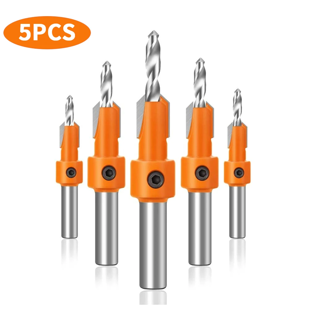 5pcs 8mm Shank HSS Woodworking Countersink Drill Router Bit Set Screw Extractor Remon Demolition Puncher For Wood Milling Cutter
5pcs 8mm Shank HSS Woodworking Countersink Drill Router Bit Set Screw Extractor Remon Demolition Puncher For Wood Milling Cutter