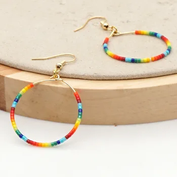 New Style Cross Border Europe and America Exaggeration Ear Rings Bohemian Color Versatile Bead Weaving Circle Earrings
New Style Cross Border Europe and America Exaggeration Ear Rings Bohemian Color Versatile Bead Weaving Circle Earrings
