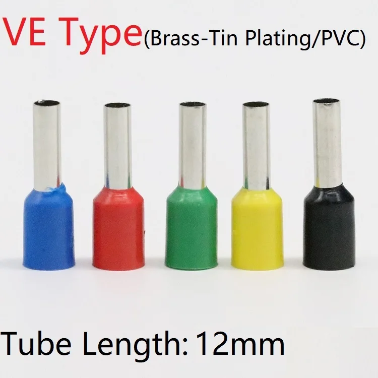 5pc VE Type Tube Wire Terminal Electrical Cable End Connector Brass Pipe 12mm PVC Insulated Ferrules Red Yellow Blue Green Black
5pc VE Type Tube Wire Terminal Electrical Cable End Connector Brass Pipe 12mm PVC Insulated Ferrules Red Yellow Blue Green Black