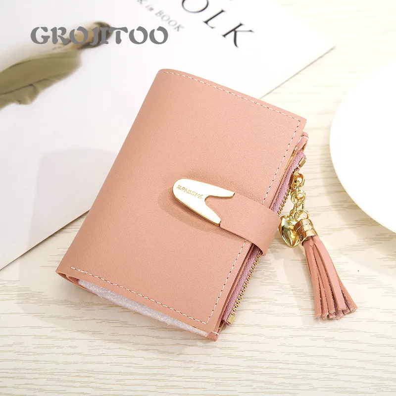 GROJITOO 2020 new tassel short women's wallet buckle pure color card bag pocket change purse for women
GROJITOO 2020 new tassel short women's wallet buckle pure color card bag pocket change purse for women