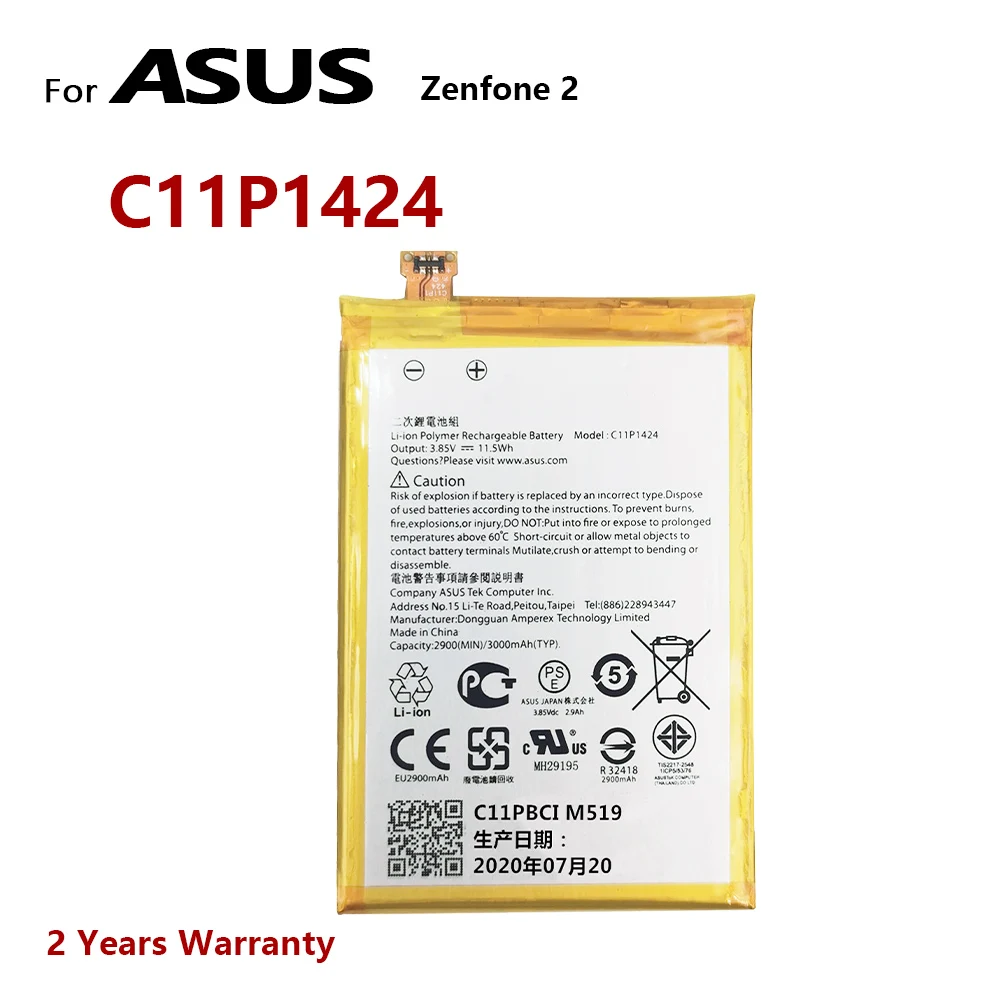 100% оригинальный новый аккумулятор C11P1424 для Asus Zenfone 2 Zenfone2 ZE551ML ZE550ML 5 дюймов Z00AD Z00ADB