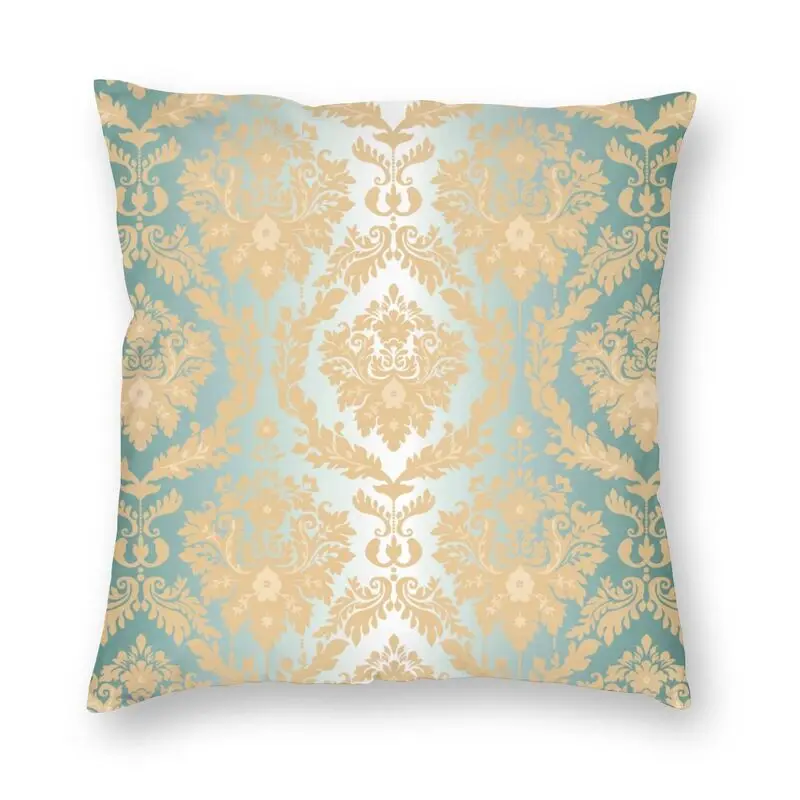 

Elegant Gold Floral Damask Cushion Cover Sofa Living Room Pillowcover Bohemian Flowers Texture Square Throw Pillow Case 45x45cm
