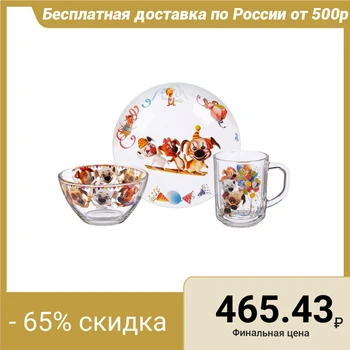 Dinnerware set "Mischievous family in the circus", 3 items: plate 19 cm, mug 210 ml, salad bowl 13 cm 250 ml
Dinnerware set "Mischievous family in the circus", 3 items: plate 19 cm, mug 210 ml, salad bowl 13 cm 250 ml