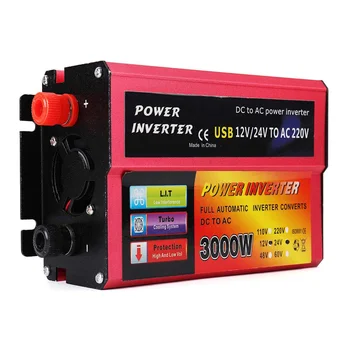 Inverter 12V 220V 3000W Voltage Converter Transformer DC 12/24V 48/60V To AC 110/220V Auto Inversor for car truck
Inverter 12V 220V 3000W Voltage Converter Transformer DC 12/24V 48/60V To AC 110/220V Auto Inversor for car truck