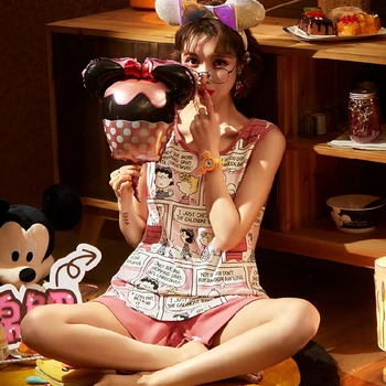 Summer pajamas set for women Cotton Sleeveless T-shirt shorts 2Piece/Set ladies Sexy loose Pyjama sweet Mom Home Sleepwear
Summer pajamas set for women Cotton Sleeveless T-shirt shorts 2Piece/Set ladies Sexy loose Pyjama sweet Mom Home Sleepwear