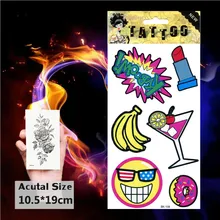 Sexy batom dos desenhos animados tatuagem temporária frutas banana tatuagens adesivo smiley rosto feminino corpo martini arte de vidro à prova dwaterproof água tato criança(China)