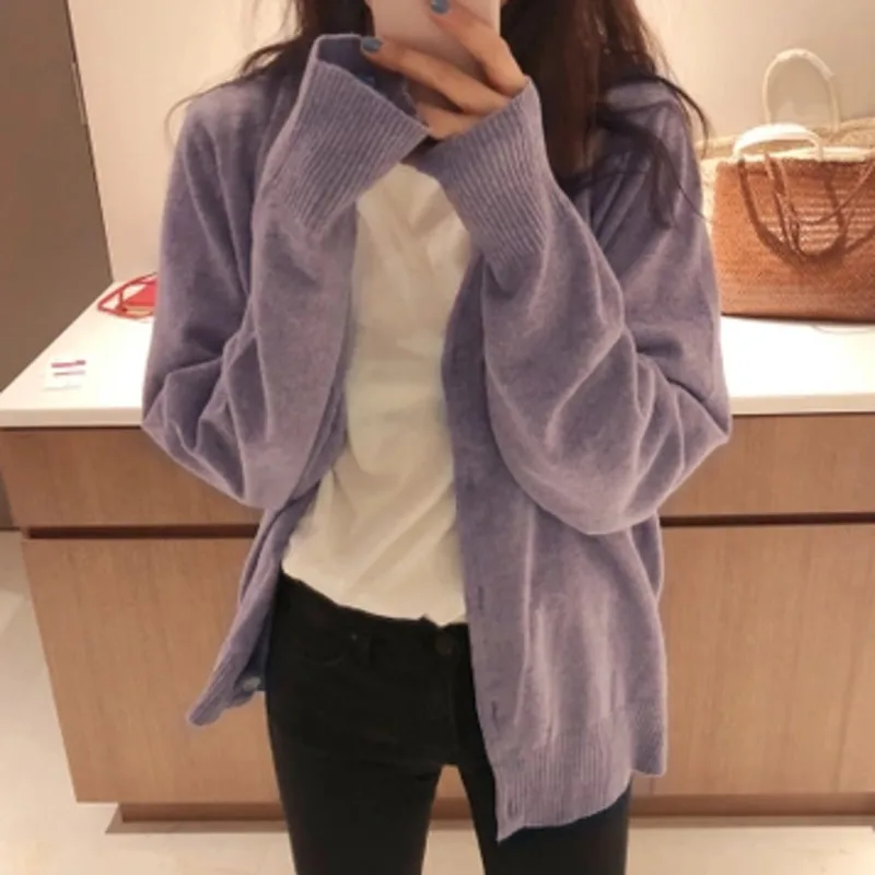 XUXI Purple Knitted Cardigan Fashion Long Sleeve Women Loose V-neck Sweater 2020 Spring Autumn Thin FZ2104
XUXI Purple Knitted Cardigan Fashion Long Sleeve Women Loose V-neck Sweater 2020 Spring Autumn Thin FZ2104