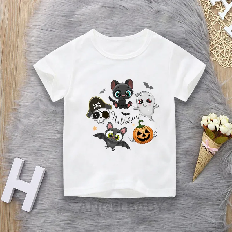 

Halloween Bat Pumpkin Boo Print Cartoon Kids T shirt Funny Costume Baby Boys Girls Clothes Short Sleeve Children T-shirt,HKP5465