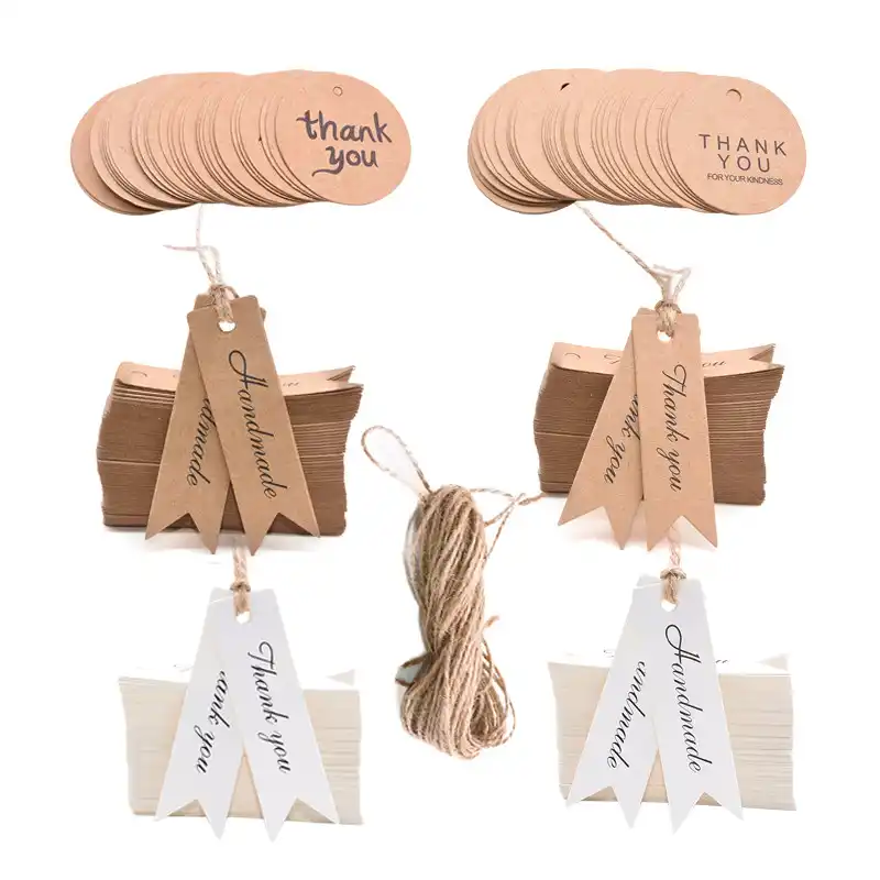 100pcs white brown thank you for celebrating with us gift t