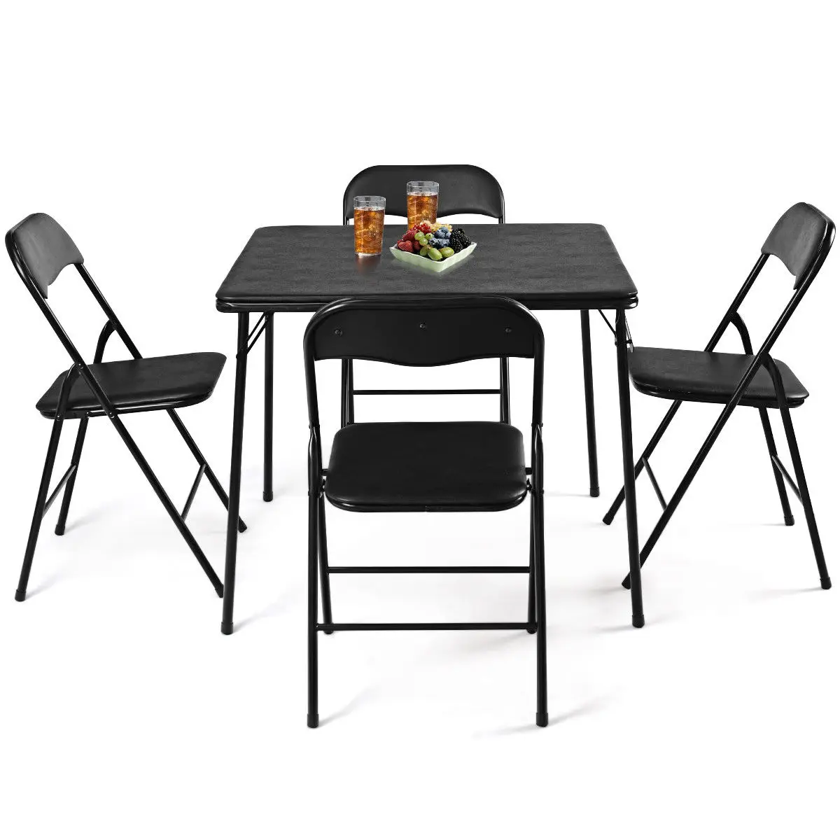 Costway 5PC Black Folding Table Chair Set Guest Games Dining Room Kitchen Multi-Purpose
Costway 5PC Black Folding Table Chair Set Guest Games Dining Room Kitchen Multi-Purpose