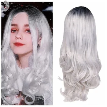 BRIDE 20in Body Wave Wigs Ombre Silvery Black Long Synthetic Wig Natural Hairline Glueness Fake Hair Cosplay or Daily Party Wigs
BRIDE 20in Body Wave Wigs Ombre Silvery Black Long Synthetic Wig Natural Hairline Glueness Fake Hair Cosplay or Daily Party Wigs