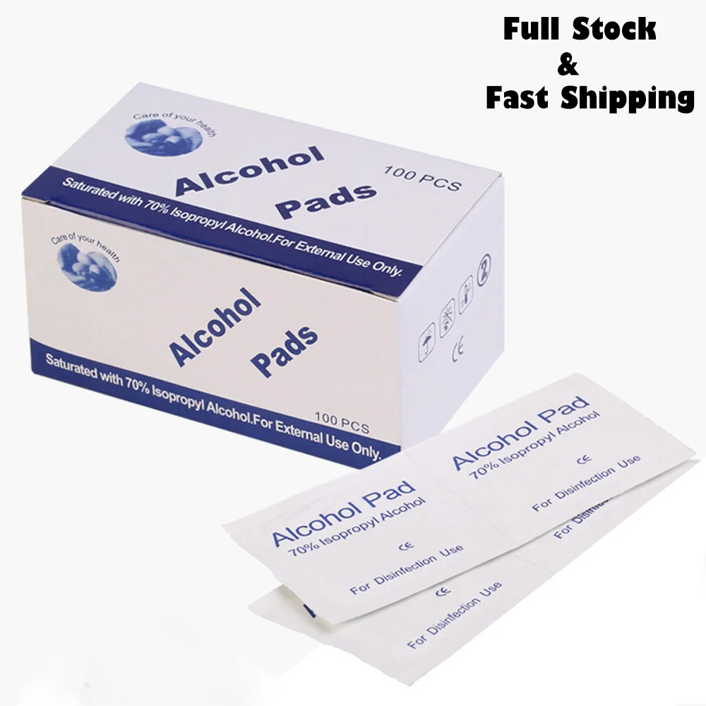 Mqby 100pcs Disposable Cotton Sterilization Alcohol Wipe Pad First Aid Disinfection