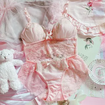 Sweet Cute Sexy Embroidery Lace Wire Free Panties and Bra Set Underwear Women Lingerie Floral Print Black Pink Bras Thong Briefs
Sweet Cute Sexy Embroidery Lace Wire Free Panties and Bra Set Underwear Women Lingerie Floral Print Black Pink Bras Thong Briefs