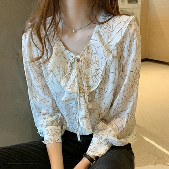 COIGARSAM Full Sleeve blouse women New Spring Print Chiffon Bow V-Neck blusas womens tops and blouses White 562
COIGARSAM Full Sleeve blouse women New Spring Print Chiffon Bow V-Neck blusas womens tops and blouses White 562