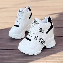 CHAMSGEND chaussures à plate-forme femmes bottes printemps Sports Ultra-léger hauteur augmentant botte femmes semelle épaisse à lacets chaussures à talons hauts(China)