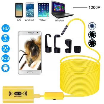 F130 WIFI Endoscope Camera 8mm lens HD1200P Soft Hard wire wireless waterproof inspection borescope for PC Android IOS Yellow
F130 WIFI Endoscope Camera 8mm lens HD1200P Soft Hard wire wireless waterproof inspection borescope for PC Android IOS Yellow