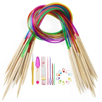 MIUSIE 35Pcs/80cm 2-10mm Multicolor Soft Tube Carbonized Bamboo Circular Crochet Knitting Needles Set with 5 Kind of Accessories
MIUSIE 35Pcs/80cm 2-10mm Multicolor Soft Tube Carbonized Bamboo Circular Crochet Knitting Needles Set with 5 Kind of Accessories