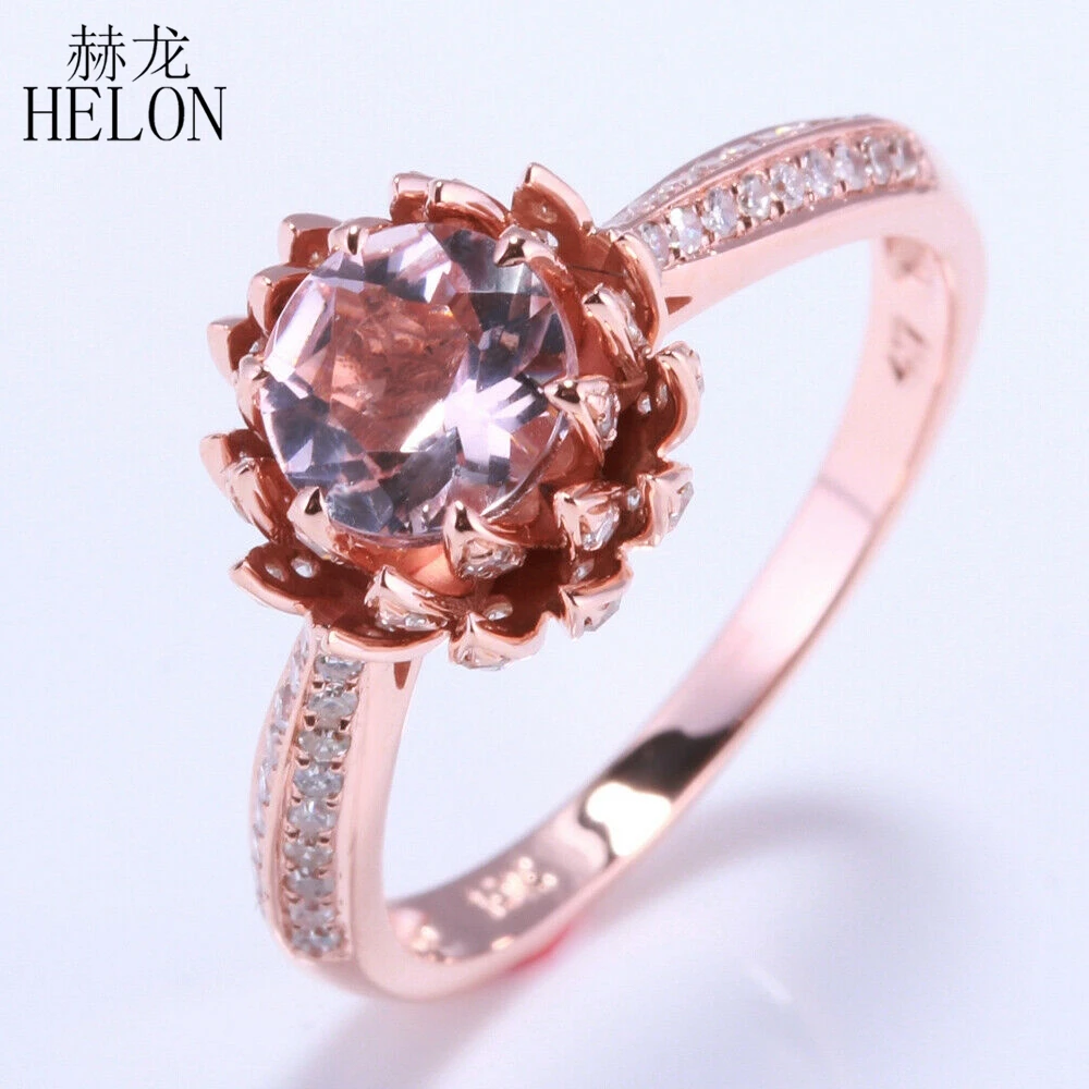 HELON однотонное 14k розовое золото безупречные 6 мм Круглые бриллианты морганит обручальное кольцо с цветком лотоса женские ювелирные изделия кольцо с бриллиантами
HELON однотонное 14k розовое золото безупречные 6 мм Круглые бриллианты морганит обручальное кольцо с цветком лотоса женские ювелирные изделия кольцо с бриллиантами