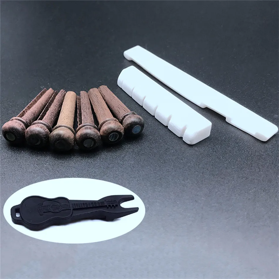 6 String Acoustic Guitar Bone Saddle & Nut and Rosewood Bridge Pins End Pin With Abalone Dot
6 String Acoustic Guitar Bone Saddle & Nut and Rosewood Bridge Pins End Pin With Abalone Dot