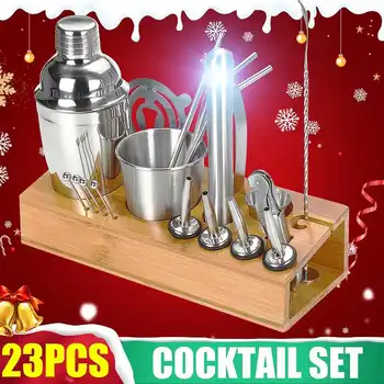 23pcs 750ml Mojito Cocktail Bar Shaker Mixer Maker Muddler Barware Stainless Steel Bar Sets Bartender Tools with Wooden Shelf
23pcs 750ml Mojito Cocktail Bar Shaker Mixer Maker Muddler Barware Stainless Steel Bar Sets Bartender Tools with Wooden Shelf