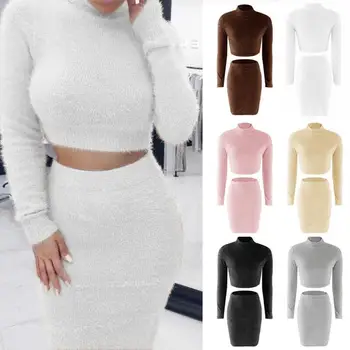 2Pcs Bodycon Skirt Dress Set Women Fashion Long Sleeve Crop Top Sweater Knitted
2Pcs Bodycon Skirt Dress Set Women Fashion Long Sleeve Crop Top Sweater Knitted