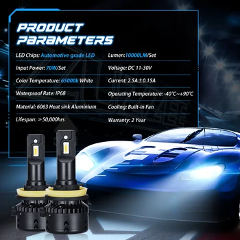 LED H11 Car Headlight Bulbs 8LED Lights 6500K Beam Headlight With Fan A385-N7-H11 70W 10000LM Headlamps Kit Auto Lamps Fog Light
LED H11 Car Headlight Bulbs 8LED Lights 6500K Beam Headlight With Fan A385-N7-H11 70W 10000LM Headlamps Kit Auto Lamps Fog Light