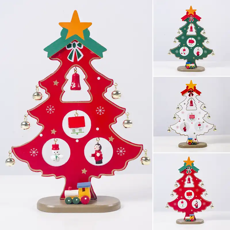 small bell christmas tree ornament craft painted wooden tree diy