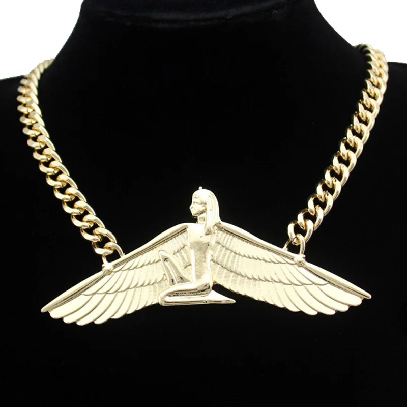 Indina Isis Ankh Wing массивное ожерелье с кольцом цепочка для женщин MenVintage египетская