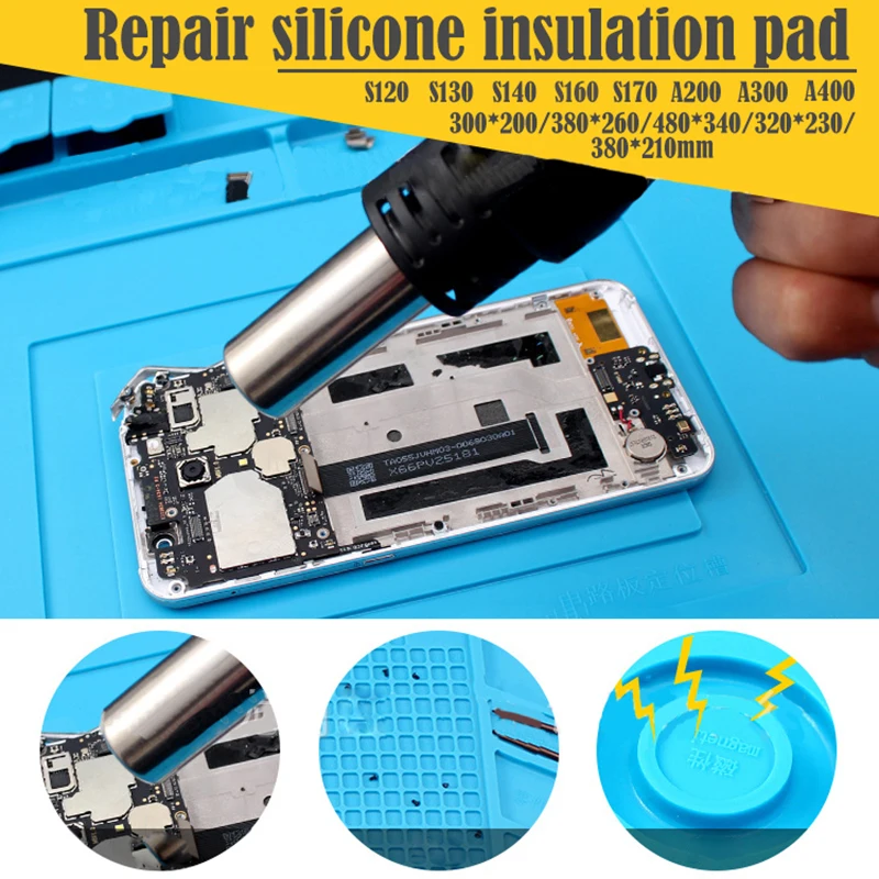 5 Size Insulation Pad Heat-Resistant Silicon Soldering Mat Work Pad Desk Platform Solder Rework Repair Tool Station
5 Size Insulation Pad Heat-Resistant Silicon Soldering Mat Work Pad Desk Platform Solder Rework Repair Tool Station