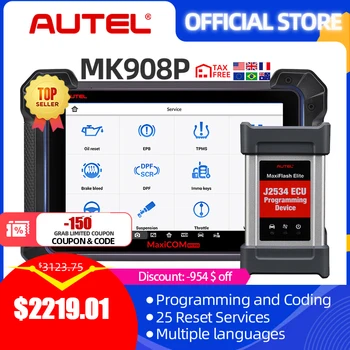 Autel MaxiCOM MK908P Professional Automotive Diagnostic Tool Car Scanner ECU Coding J2534 Programming Update of MaxiSys MS908P
Autel MaxiCOM MK908P Professional Automotive Diagnostic Tool Car Scanner ECU Coding J2534 Programming Update of MaxiSys MS908P