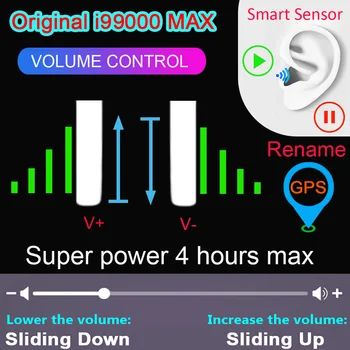 New i99000 MAX TWS Wireless Bluetooth Headphones Portable Sliding Volume Control Earphones HD Mic Super bass PK i90000 PRO i9000