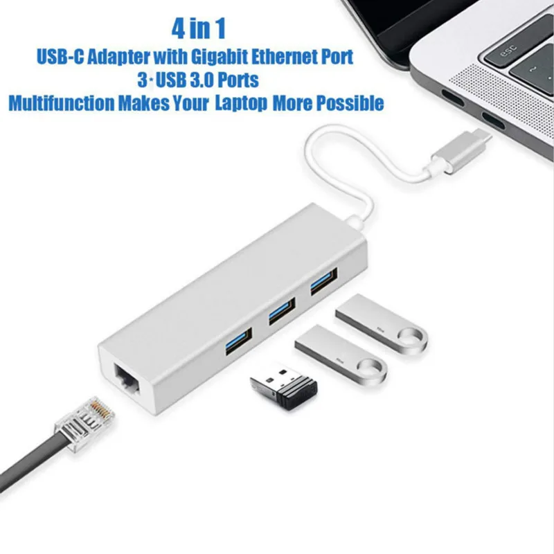 Фото Адаптер Ethernet USB-C USB 3 0 C RJ45 сетевая карта 100 Мбит/с гигабитный Интернет для Macbook |