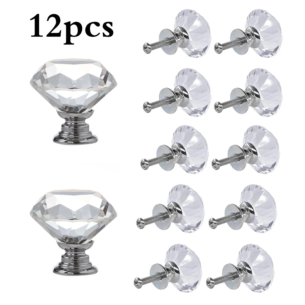 12Pcs Transparent Crystal Glass Diamond Shape Drawer Rotary Knob Cabinet Pull Handle For Bedroom Kitchen Office
12Pcs Transparent Crystal Glass Diamond Shape Drawer Rotary Knob Cabinet Pull Handle For Bedroom Kitchen Office