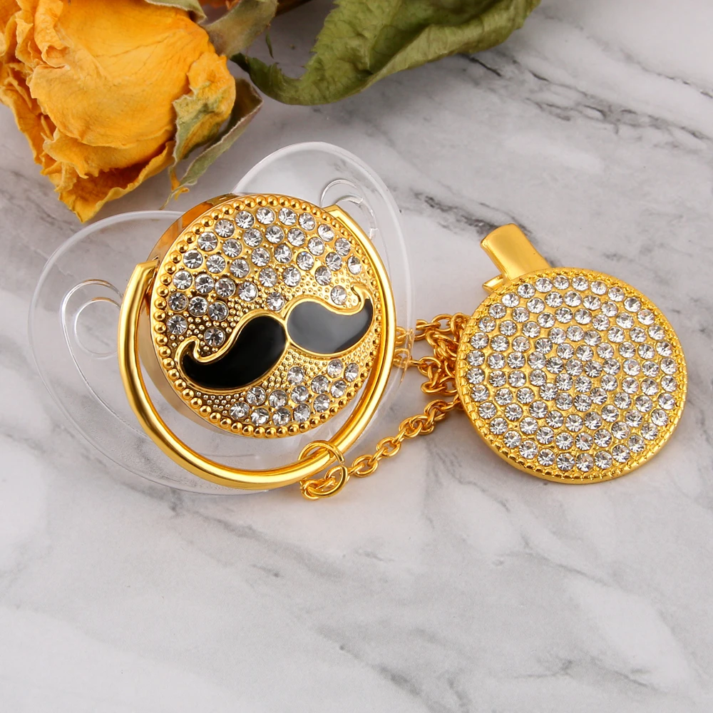 Bling Bling Moustache Baby Pacifier And Pacifier Clip Set Fashion Shiny Crystal Pacifier Safe Baby Gift
Bling Bling Moustache Baby Pacifier And Pacifier Clip Set Fashion Shiny Crystal Pacifier Safe Baby Gift