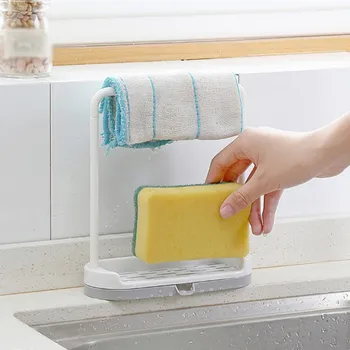 2 in 1 Multi-function Kitchen Sink Caddy Sponge Soap Holder Cleaning Cloth Rag Hanger Sink Drain Racks Organizer Storage Holders