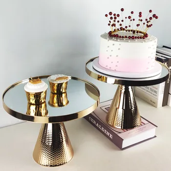 10inch 12inch High feet Golden cake stand mirror tray wedding party party dessert display stand 
10inch 12inch High feet Golden cake stand mirror tray wedding party party dessert display stand