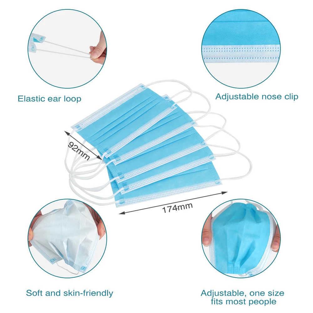 50PCS High Quality Three-layer Protective Mask Earloop Face Mouth Masks Anti-bacterial Mask
50PCS High Quality Three-layer Protective Mask Earloop Face Mouth Masks Anti-bacterial Mask