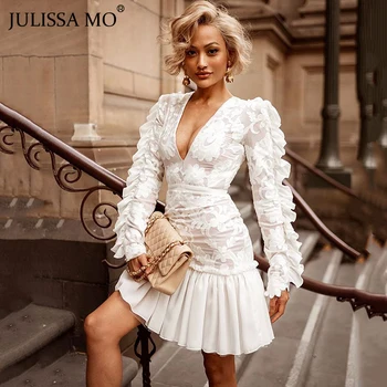 Julissa Mo White Floral Lace Party Dress Women Sexy V Neck Long Sleeve Pleated Dresses Autumn Fashion Ruffles Ladies Mini Dress
Julissa Mo White Floral Lace Party Dress Women Sexy V Neck Long Sleeve Pleated Dresses Autumn Fashion Ruffles Ladies Mini Dress