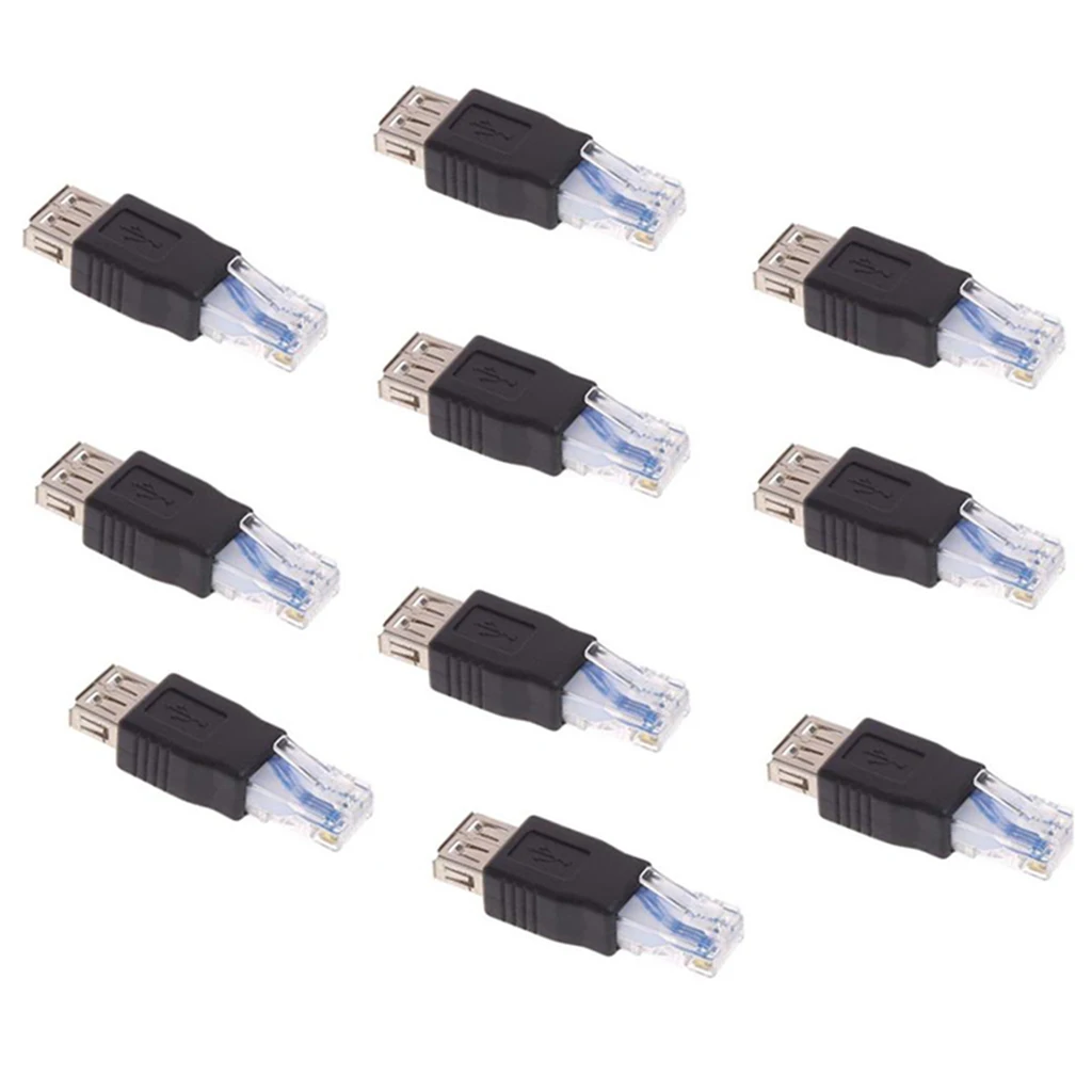 10 Pieces RJ45 Male To USB Female LAN Network Socket Plug Adapters Converters 10 Pieces RJ45 Male To USB Female LAN Network Socket Plug Adapters Converters