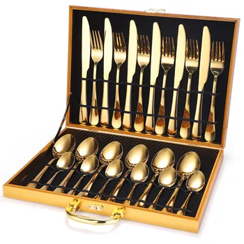 24Pcs/set Gold Cutlery Silverware Set Steak Knife Fork Coffee Spoon Teaspoon Noble Wedding Party Travel Home Luxury Cutlery Set
24Pcs/set Gold Cutlery Silverware Set Steak Knife Fork Coffee Spoon Teaspoon Noble Wedding Party Travel Home Luxury Cutlery Set