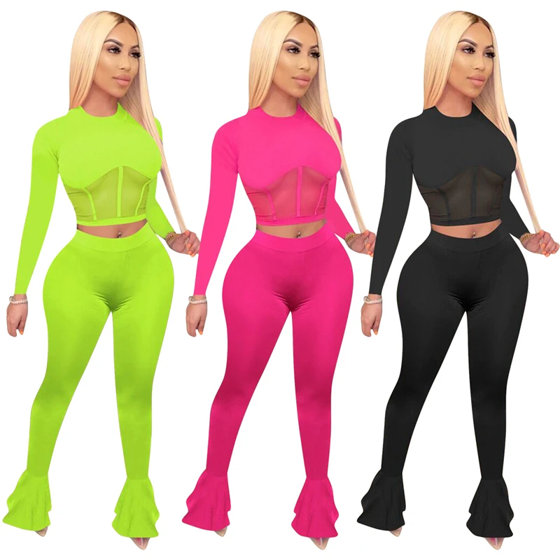 Zoctuo 2020 Solid Two Piece Sets for Women Sheer Mesh Patchwork Two Piece Set Long Sleeve T Shirts Foot Cut Flare Pants Set
Zoctuo 2020 Solid Two Piece Sets for Women Sheer Mesh Patchwork Two Piece Set Long Sleeve T Shirts Foot Cut Flare Pants Set