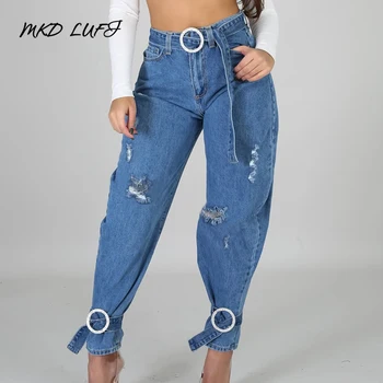 Women Bandage Feet Slim Denim Pants Pockets Design Ripped Casual Jeans 
Women Bandage Feet Slim Denim Pants Pockets Design Ripped Casual Jeans