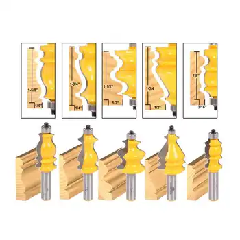 5PCS Bit Architectural Molding Router Bit Set 1/2'' Shank Woodworking Molding
5PCS Bit Architectural Molding Router Bit Set 1/2'' Shank Woodworking Molding